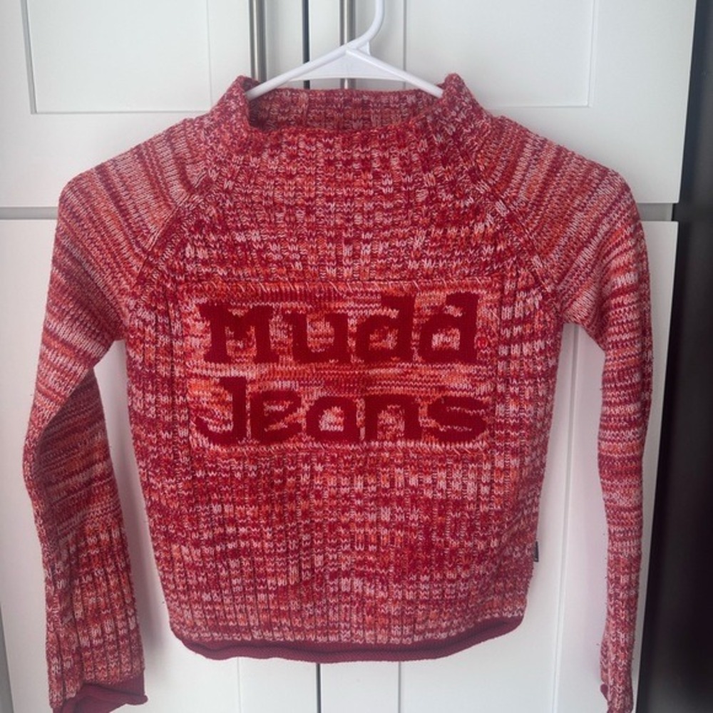 Mudd Jeans Y2K Rolled Cuff Red Sweater, Size S, 7-8 Flared Sleeves 0009